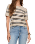 The Z Supply Womens Gatewood Stripe Sweater Top in Light Oatmeal Heather