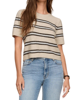 The Z Supply Womens Gatewood Stripe Sweater Top in Light Oatmeal Heather