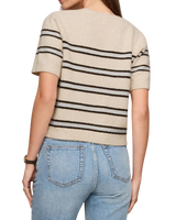 The Z Supply Womens Gatewood Stripe Sweater Top in Light Oatmeal Heather