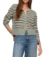 The Z Supply Womens Medina Cosy Stripe Cardigan in Aqua Cloud